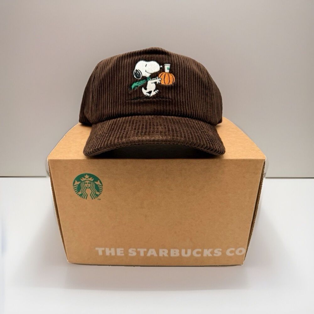 Starbucks x Peanuts Snoopy Pumpkin Brown Corduroy Hat Cap 2026 NWT Rare